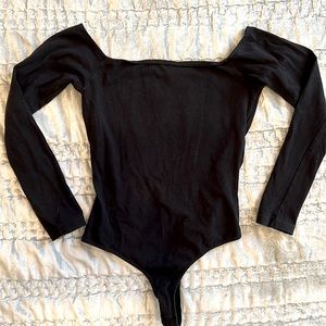 American Apparel Off Shoulder Bodysuit | Black | Size M